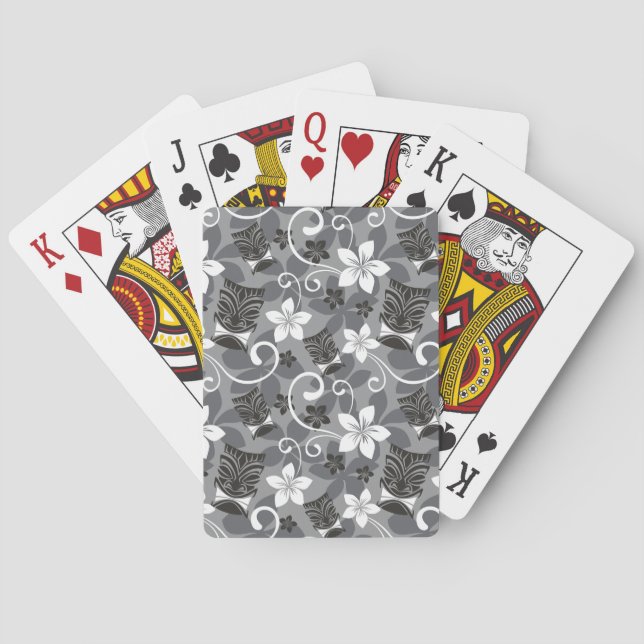LUAU TIKI-MÖNSTER I KOLGRÅTT CASINOKORT (Baksidan)
