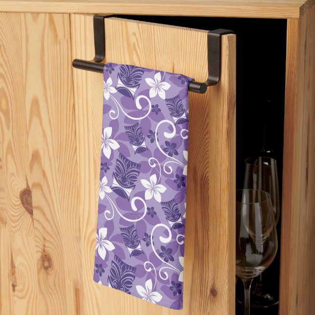 LUAU TIKI MÖNSTER (LILA) KÖKSHANDDUK (Thirds Fold)