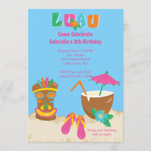 Luau Tiki på inbjudan till hönsdagstidningen