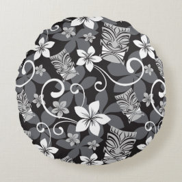 LUAU TIKI PATTERN (CHARCOAL) RUND KUDDE