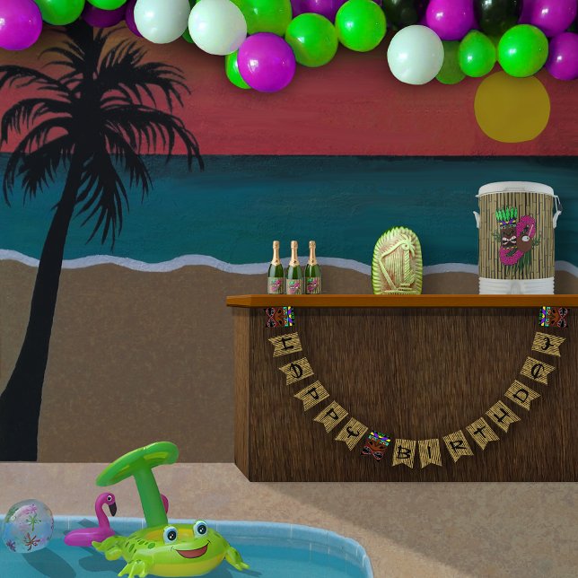 Luau Totems Bamboo Grattis på födelsedagen Vimplar (Skapare uppladdad)