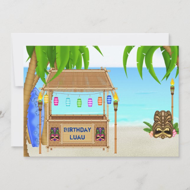 Luau Tropical Beach Birthday Investigation ~ Boys Inbjudningar (Framsida)