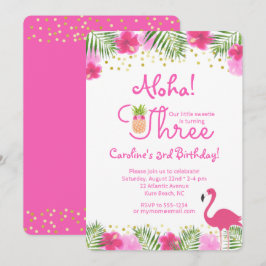 Luau Tropical Blommigt Girl Tredje födelsedagen Inbjudningar