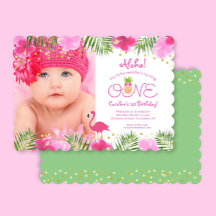 Luau Tropical Blommigt Photo Girl Första födelseda