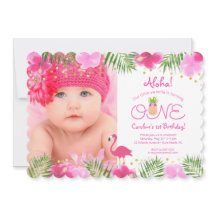 Luau Tropical Blommigt Photo Girl Första födelseda