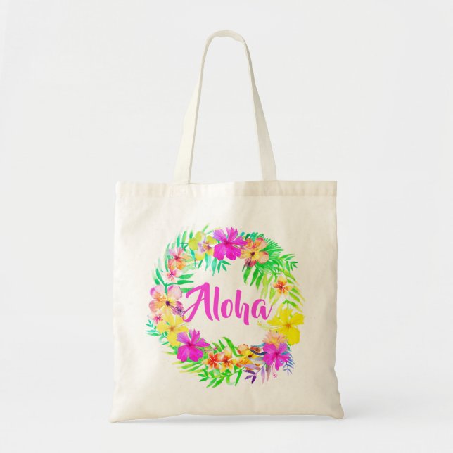 Luau Tropical Hawaiian Aloha Summer Roligt Tote Ba Tygkasse (Framsidan)