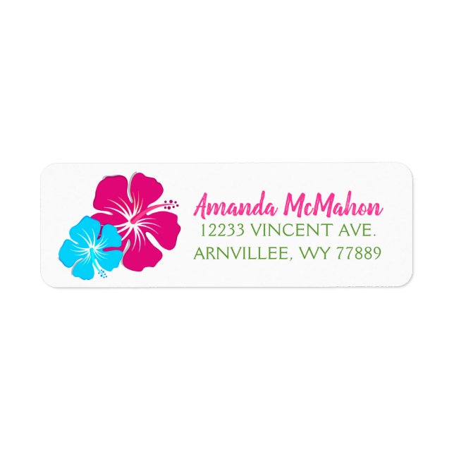 Luau Tropical Hibiscus Returetiketter Returadress Etikett (Framsidan)