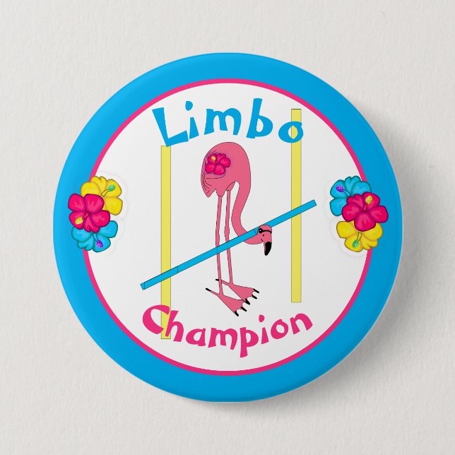 Luau Tropical Party Flamingo Limbo Champion 3"  Knapp (Framsida)