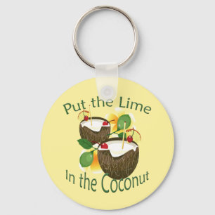 Luau Tropical Party Funny Coconut Drink Keychain Nyckelring