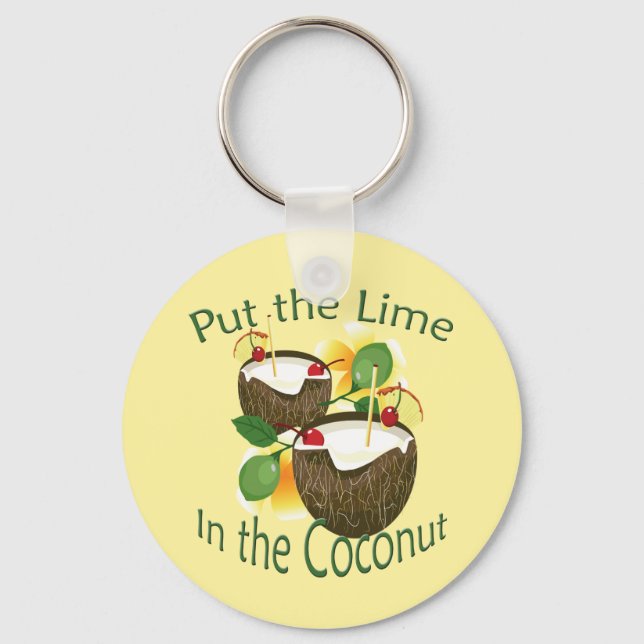 Luau Tropical Party Funny Coconut Drink Keychain Nyckelring (Framsida)