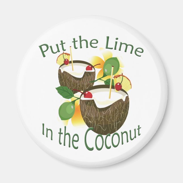 Luau Tropical Party Funny Coconut Drink Magnet (Framsidan)