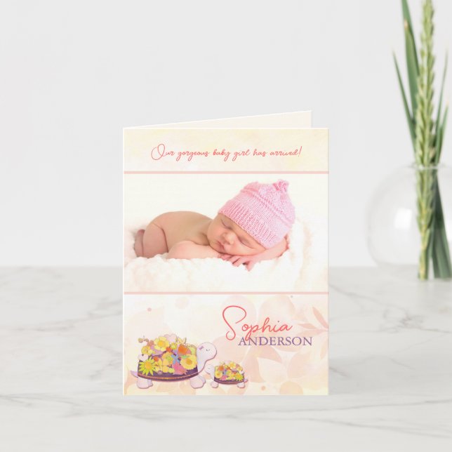 Luau Turtles Flicka Photo Birth Meddelande (Framsida)