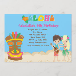 Luau with Kids and Tiki Birthday bjudande Inbjudningar