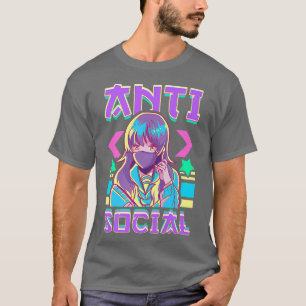 Lubbig Anti Social Vaporwave Anime Girl japan An T Shirt