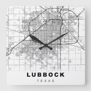 Lubbock Karta Fyrkantig Klocka