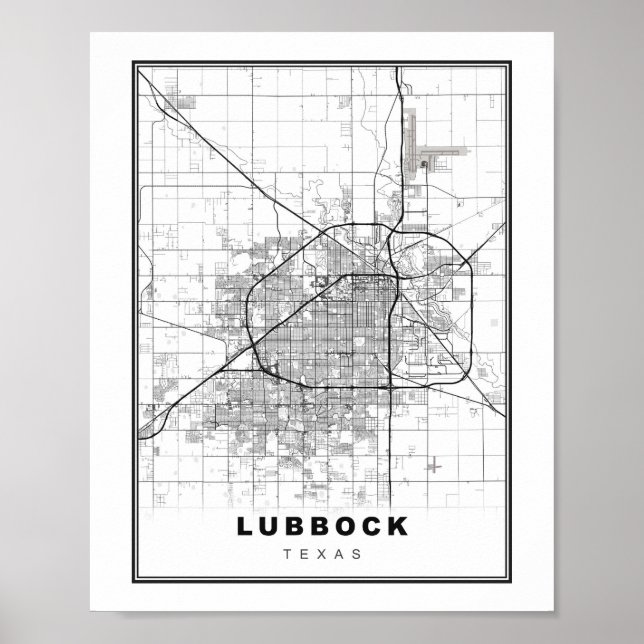 Lubbock Karta Poster (Framsidan)