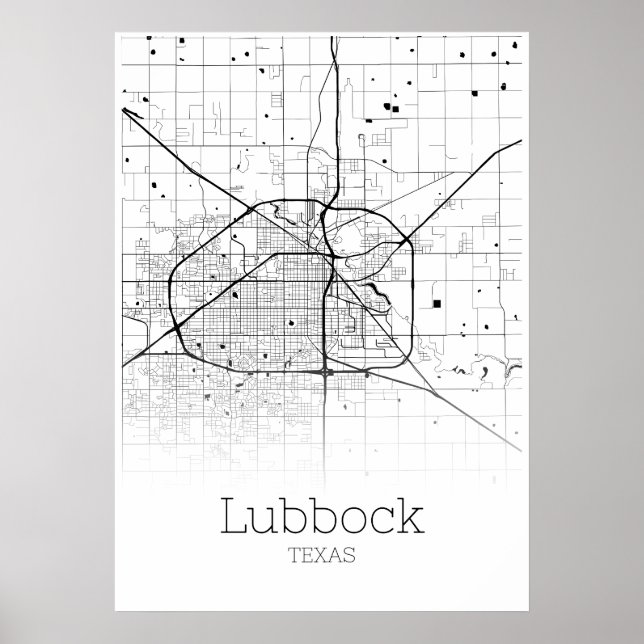 Lubbock Karta - Texas - City Karta Poster (Framsidan)
