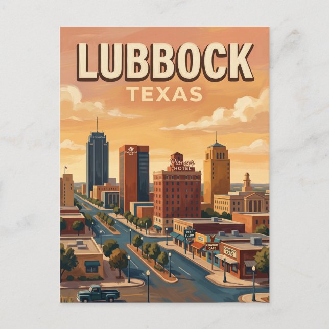Lubbock Skyline Texas Vykort (Framsida)