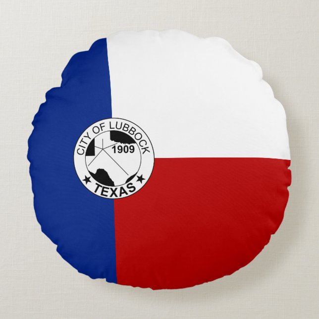 Lubbock (Texas) City flagga Rund Kudde (Framsidan)