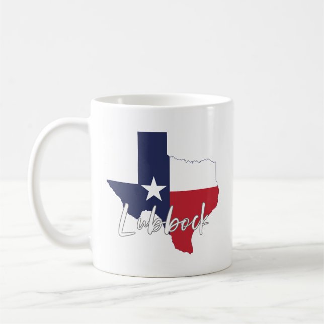 Lubbock, Texas Flagga Karta Kaffemugg (Vänster)