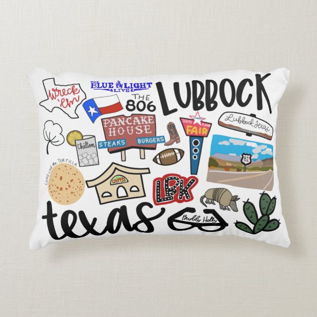 LUBBOCK TEXAS PILLOW PRYDNADSKUDDE (Framsidan)