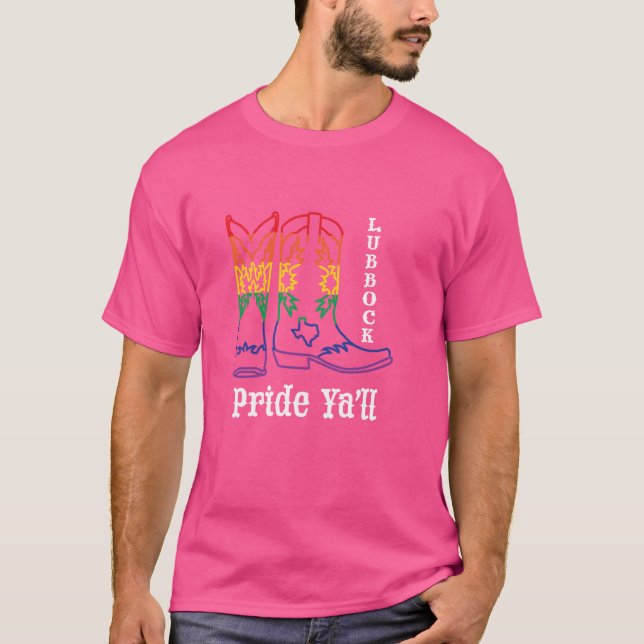 Lubbock Texas Pride Ya'll - LGBTQ Cowboy for Gay P T Shirt (Framsida)