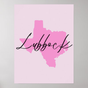 Lubbock Texas Rosa Affisch