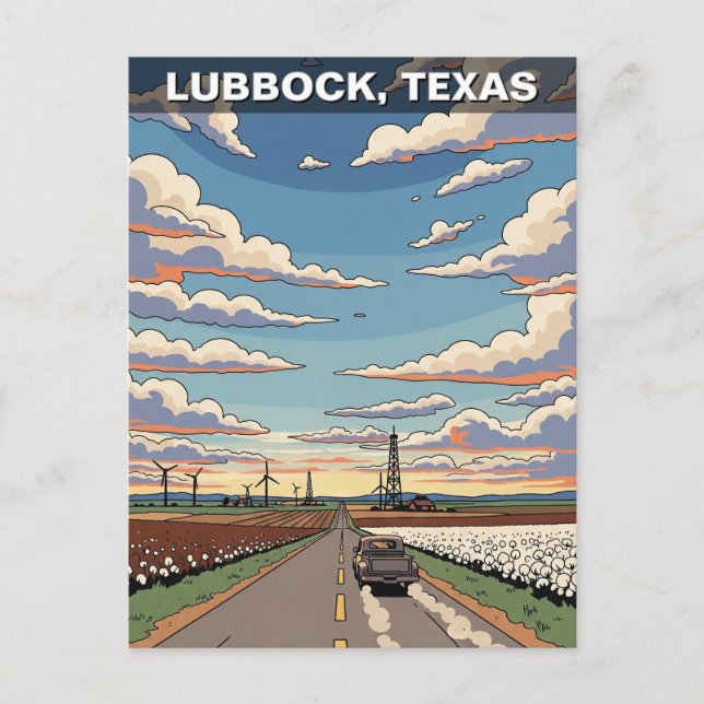 Lubbock Texas Travel Vykort (Framsida)