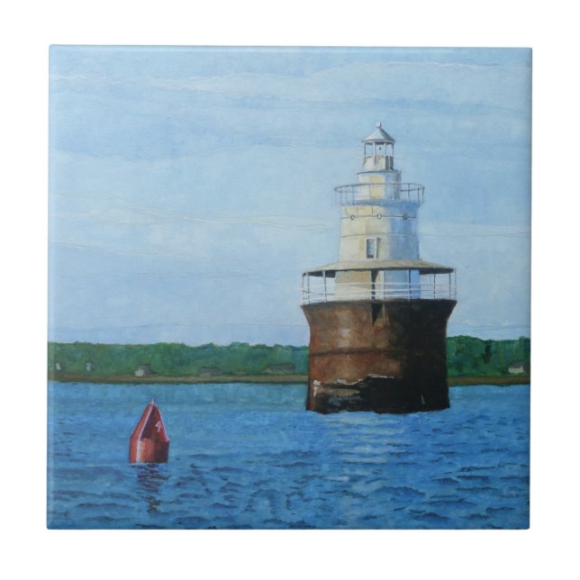 Lubec Channel Lighthosue-målning Kakelplatta (Framsidan)
