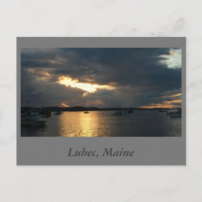 Lubec vid Sunset Postcard Vykort (Framsida)