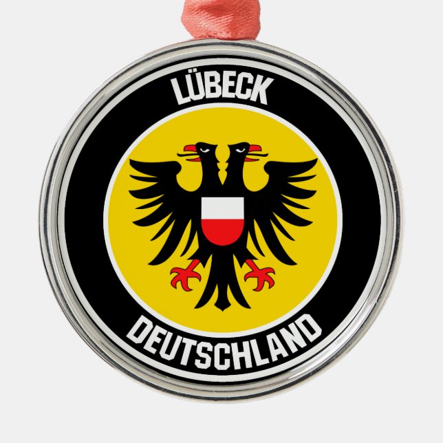 Lübeck Round Emblem Julgransprydnad Metall (Framsidan)