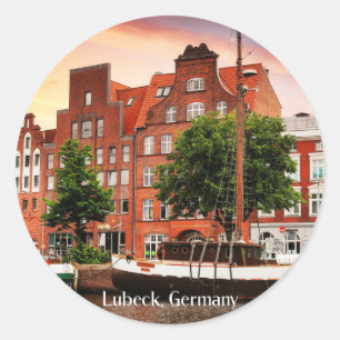 Lubeck Tyskland cityscape Runt Klistermärke
