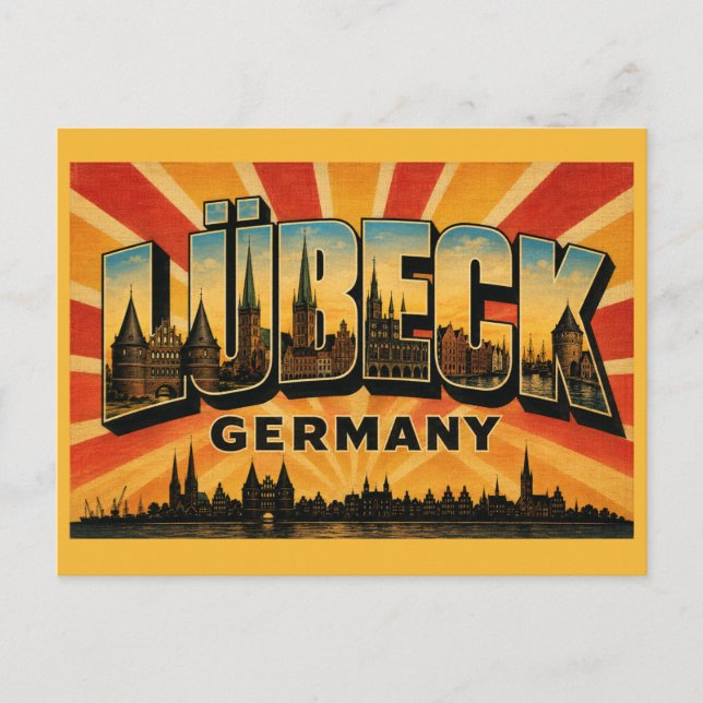 Lübeck Tyskland Holstentor Vykort (Framsida)