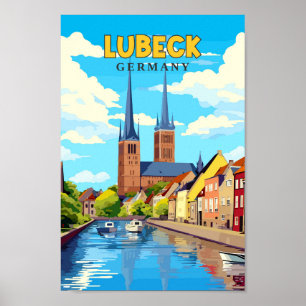 Lubeck Tyskland illustration av Vintagen Travel Ar Poster