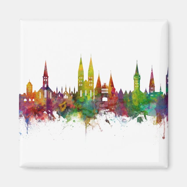 Lubeck Tyskland Skyline Magnet (Framsidan)