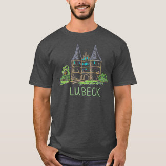 Lubeck Tyskland Unik Hand plockade Art Gift Manar T Shirt