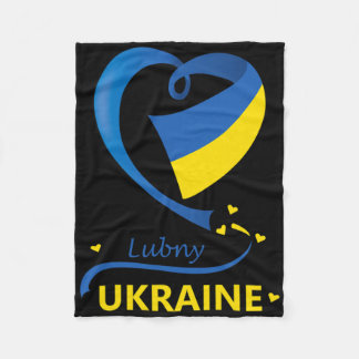 Lubny Ukraina Nationell Flagga Hjärtemblem Vapen Fleecefilt