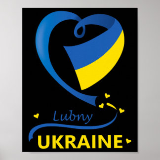 Lubny Ukraina Nationell Flagga Hjärtemblem Vapen Poster