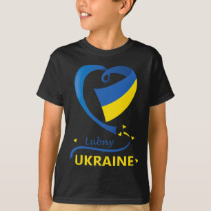 Lubny Ukraina Nationell Flagga Hjärtemblem Vapen T Shirt