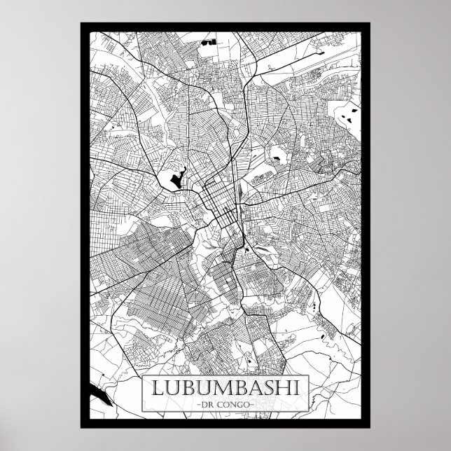 Lubumbashi DR Kongo Karta Poster (Framsidan)