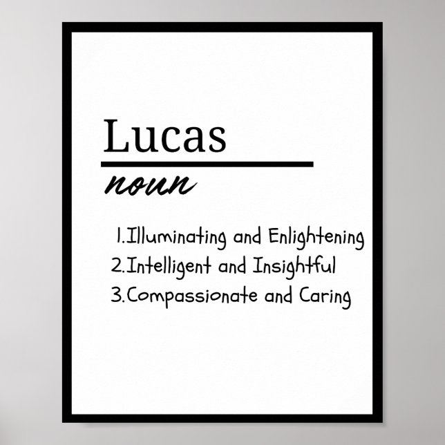 Lucas, Boy Personlig Namn Definition Poster (Framsidan)