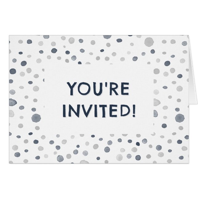 Lucas Confetti Watercolor Dots Birthday Inbjudan OBS Kort (Framsidan Horizontal)