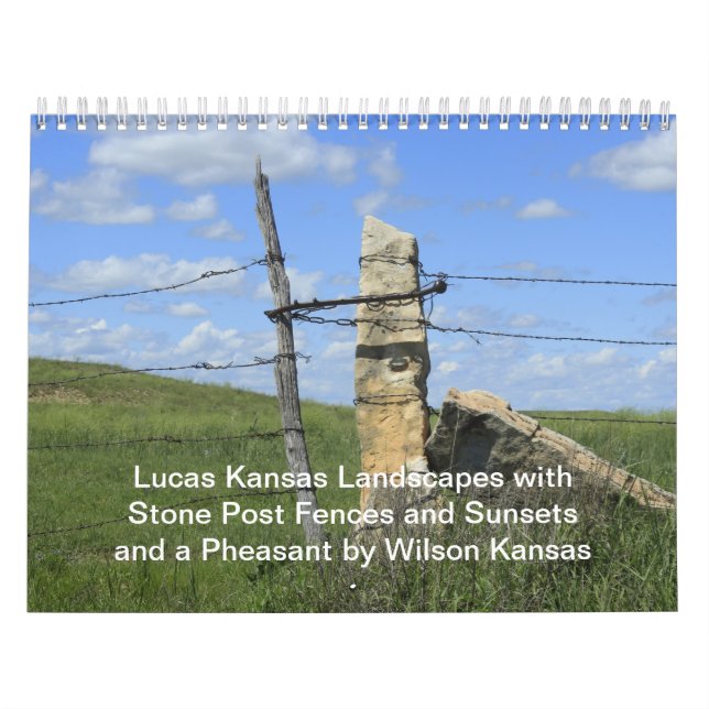 Lucas Kansas Landscapes Sunset Stone Post Calendar Kalender (Omslag)