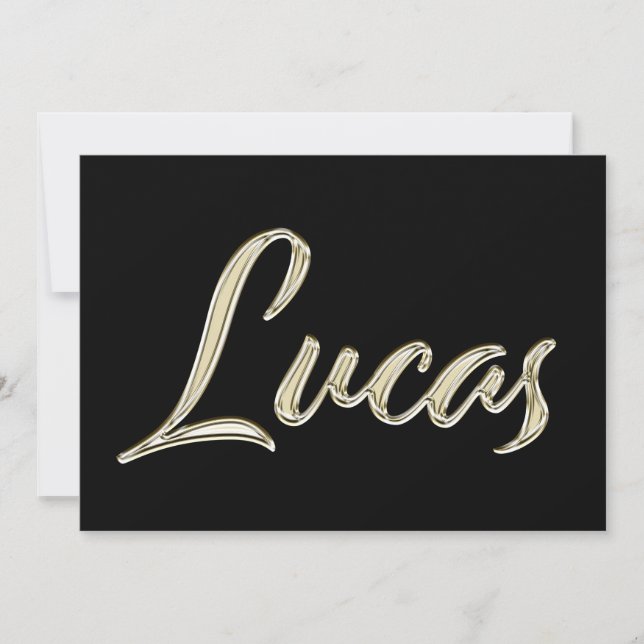 Lucas Name white gold Handwriting Karte Kort (Framsida)