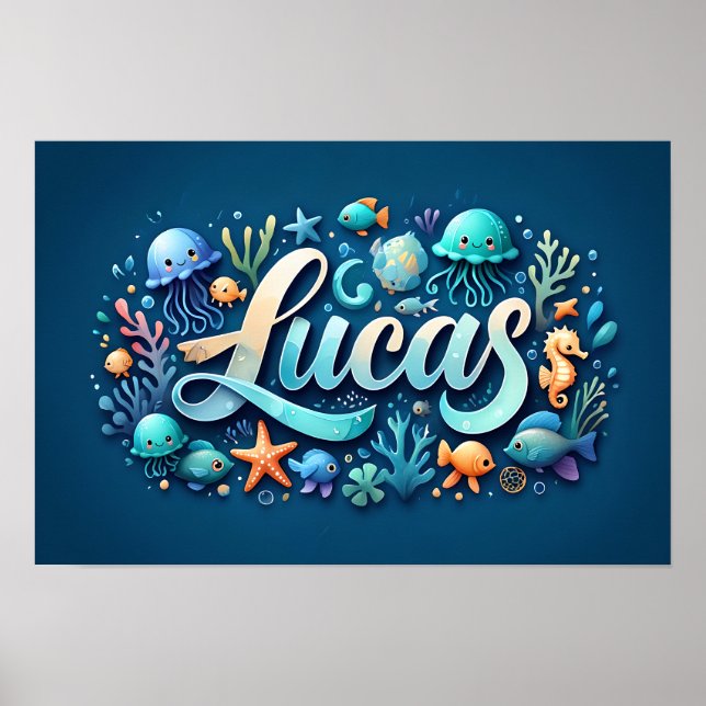Lucas Ocean Nursery Underwater Animals Poster (Framsidan)