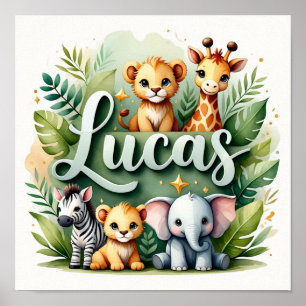 Lucas Safari Nursery Wall Art Poster