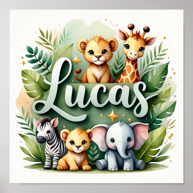 Lucas Safari Nursery Wall Art Poster (Framsidan)