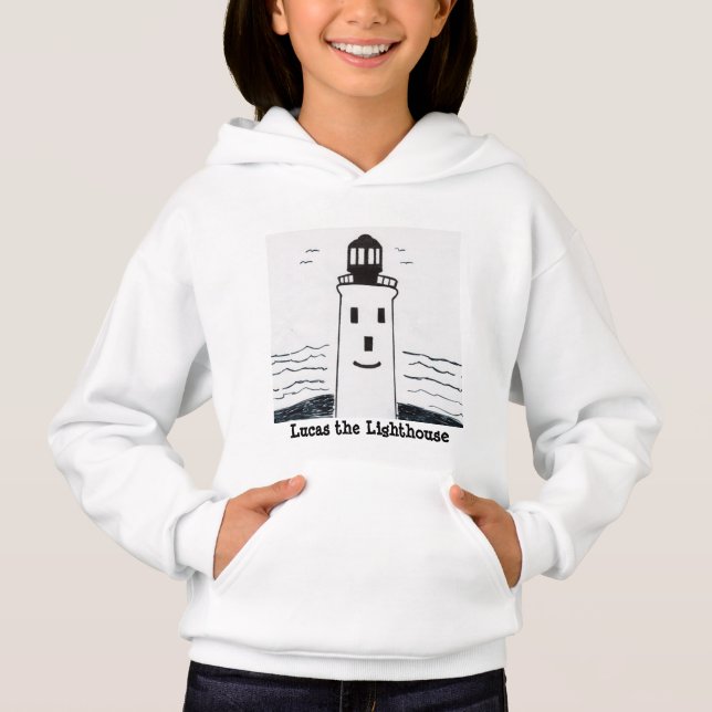 "Lucas the Lighthouse" Hoodie for Boys and Girls T Shirt (Framsida)