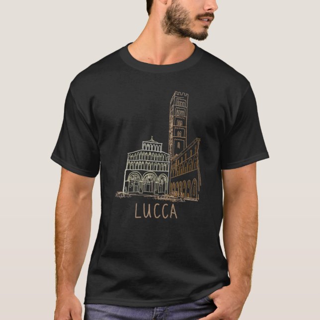 Lucca City Italien souvenir för manar kvinnor T Shirt (Framsida)