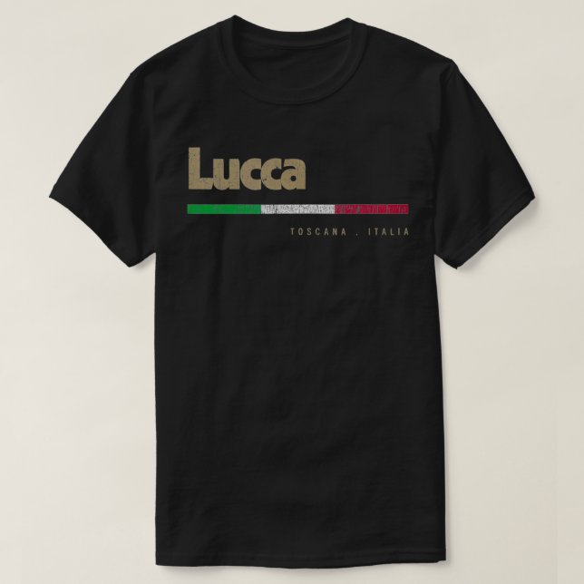 Lucca Italian City Retro Flag Italy  T Shirt (Design framsida)